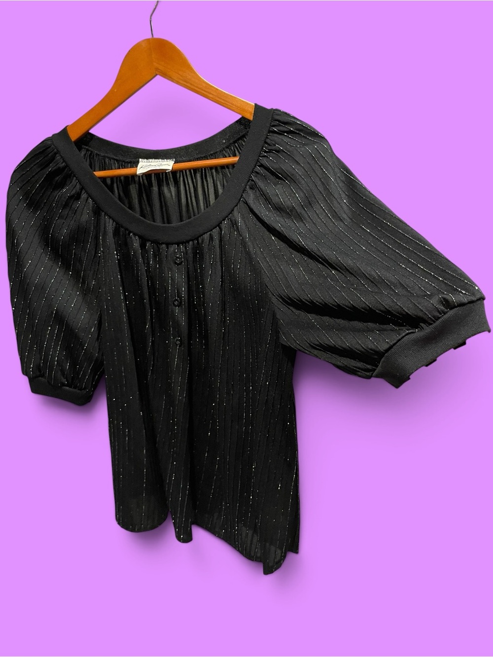 Cute 70s pull sleeve metallic thread disco breezy top festival mermaid